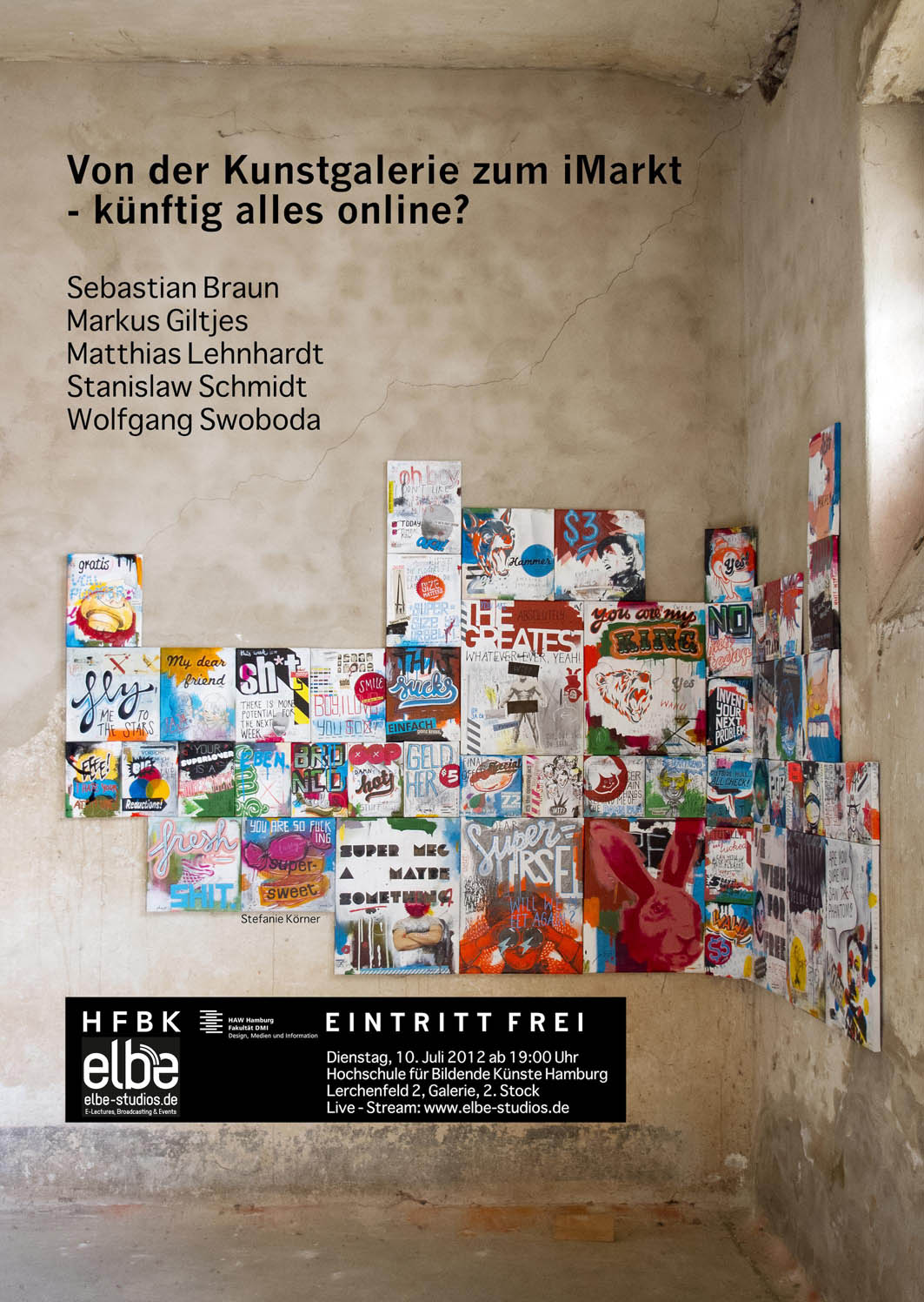 Plakat zum ELBE-Event “Von der Kunstgalerie zum iMarkt - künftig alles online? © ELBE-Studios